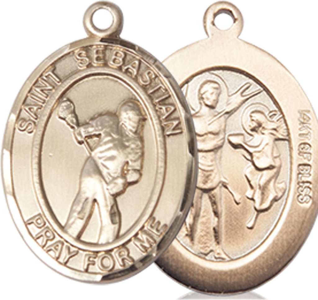 14kt Gold Filled Saint Sebastian Lacrosse Medal