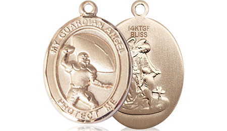14kt Gold Filled Guardian Angel Football Medal
