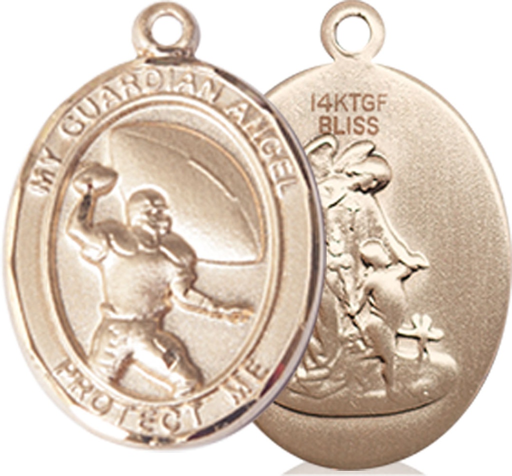 14kt Gold Filled Guardian Angel Football Medal