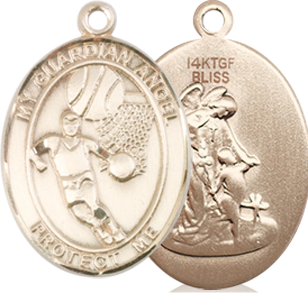 14kt Gold Filled Guardian Angel Basketball Medal