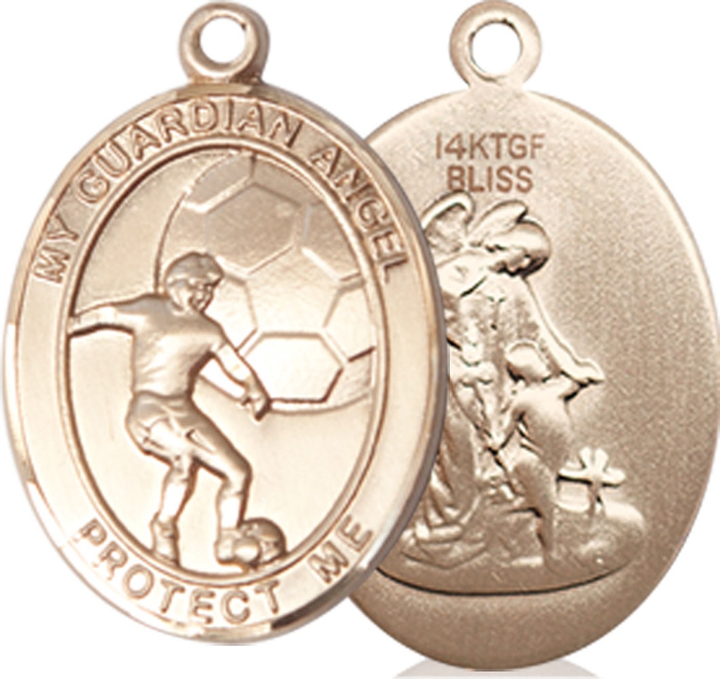 14kt Gold Filled Guardian Angel Soccer Medal