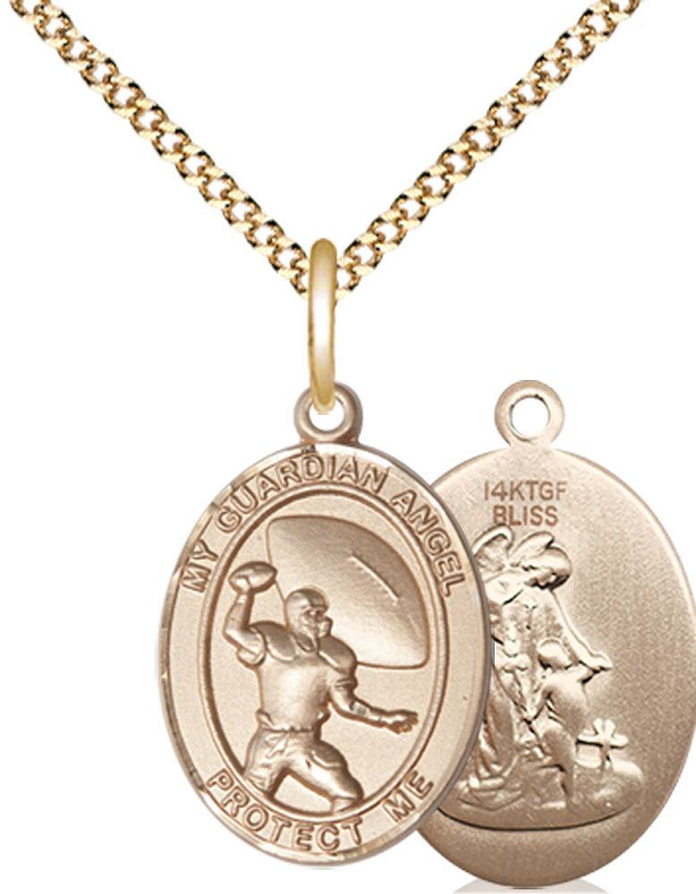 14kt Gold Filled Guardian Angel Track&amp;Field Pendant on a 18 inch Gold Plate Light Curb chain