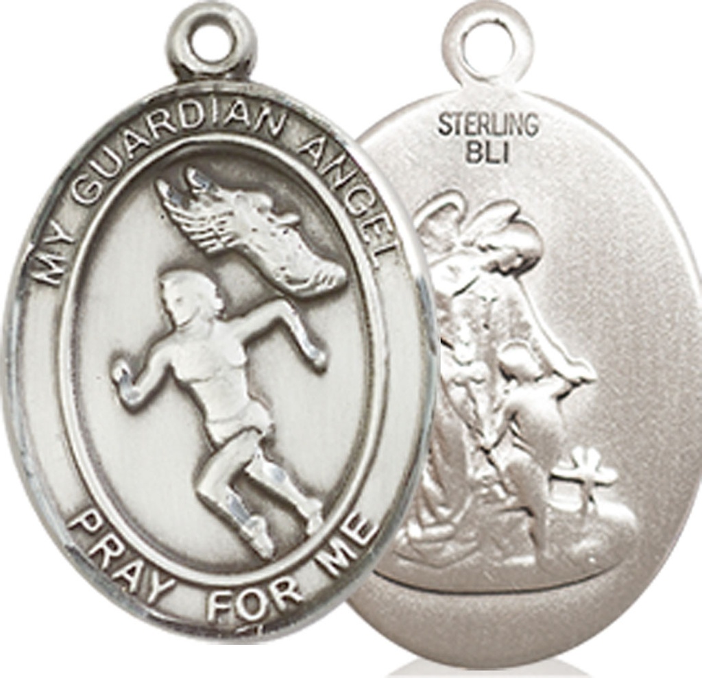 Sterling Silver Guardian Angel Track&amp;Field Medal