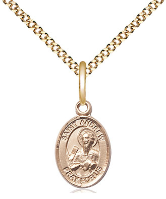 14kt Gold Filled Saint Andrew the Apostle Pendant on a 18 inch Gold Plate Light Curb chain