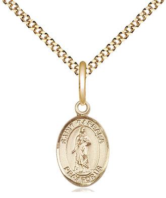 14kt Gold Filled Saint Barbara Pendant on a 18 inch Gold Plate Light Curb chain