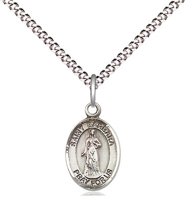 Sterling Silver Saint Barbara Pendant on a 18 inch Light Rhodium Light Curb chain