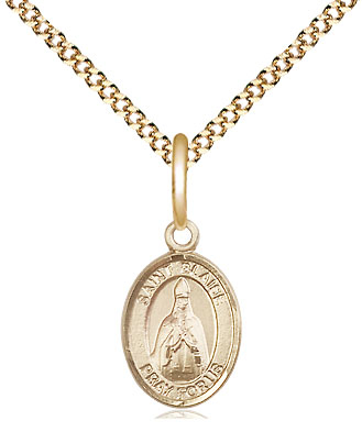 14kt Gold Filled Saint Blaise Pendant on a 18 inch Gold Plate Light Curb chain