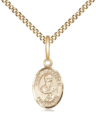 14kt Gold Filled Saint Alexander Sauli Pendant on a 18 inch Gold Plate Light Curb chain