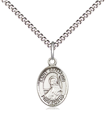 Sterling Silver Saint Benjamin Pendant on a 18 inch Light Rhodium Light Curb chain