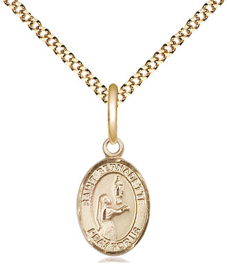 14kt Gold Filled Saint Bernadette Pendant on a 18 inch Gold Plate Light Curb chain