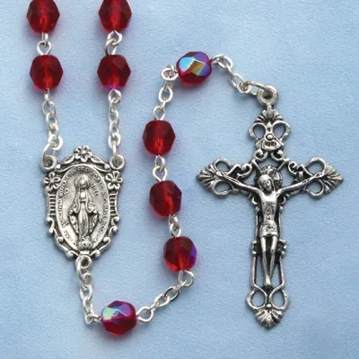 Birthstone Rosary Ruby 6mm