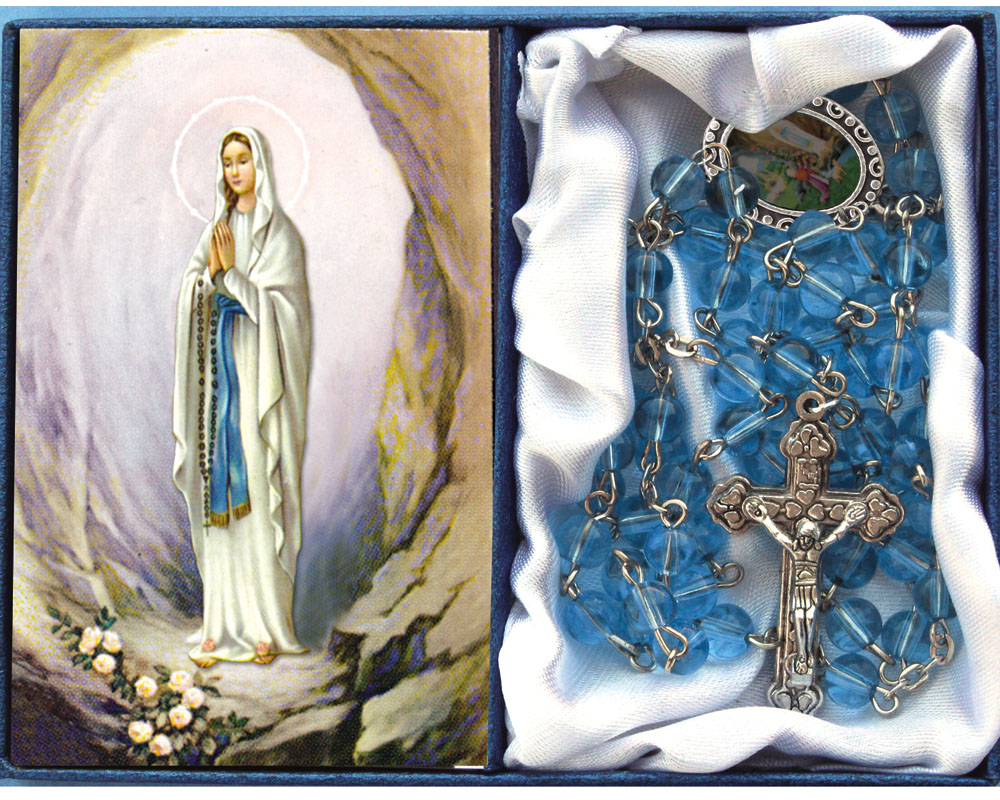 Rosary Glass Blue Lourdes