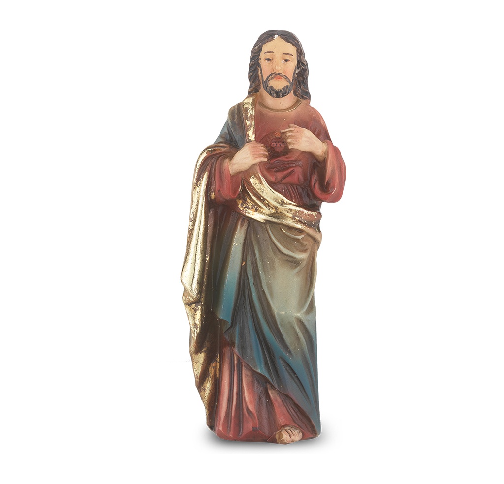 4" Cold Cast Resin Hand Painted Statue of Sacred Heart 