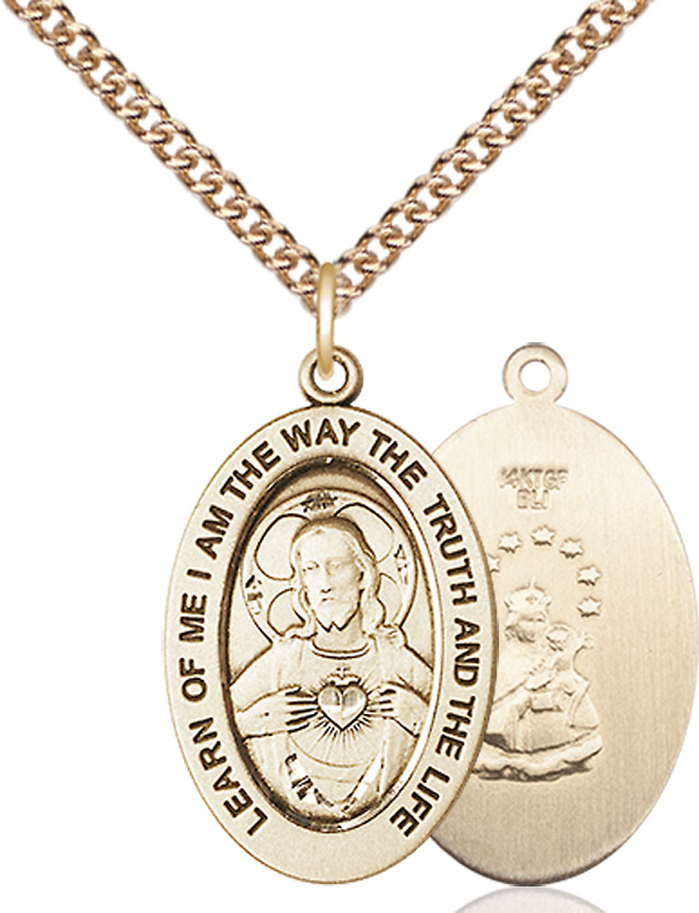 14kt Gold Filled Scapular Pendant on a 24 inch Gold Filled Heavy Curb chain