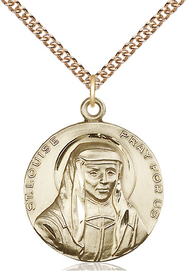 14kt Gold Filled Saint Louise Pendant on a 24 inch Gold Filled Heavy Curb chain