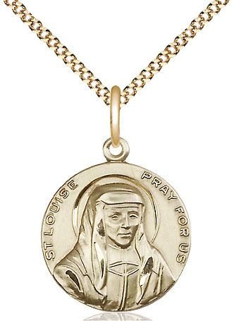 14kt Gold Filled Saint Louise Pendant on a 18 inch Gold Plate Light Curb chain