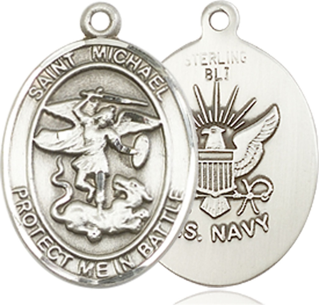 Sterling Silver Saint Michael Navy Medal