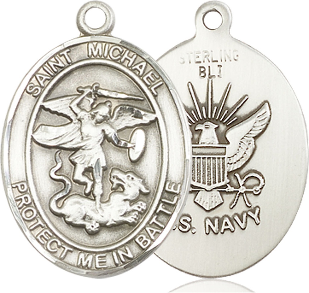 Sterling Silver Saint Michael Navy Medal