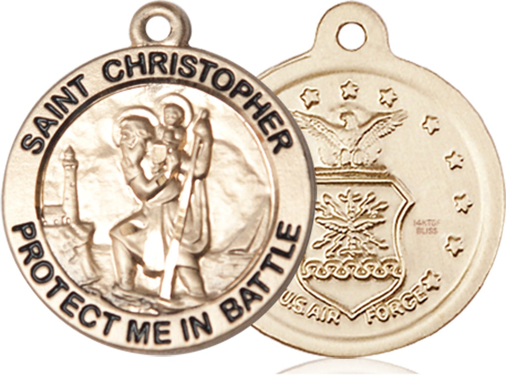 14kt Gold Filled Saint Christopher Air Force Medal