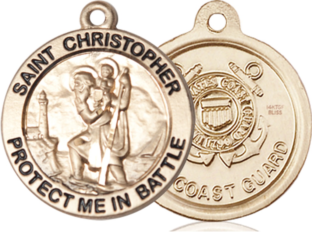 14kt Gold Filled Saint Christopher Coast Guard Medal