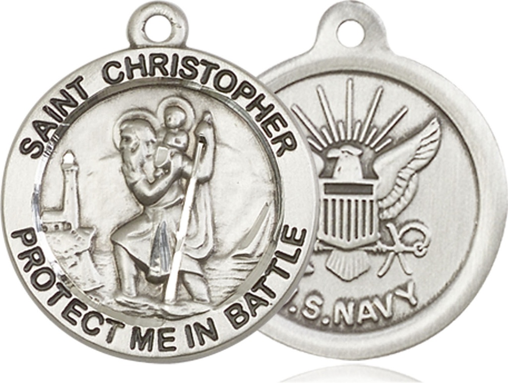 Sterling Silver Saint Christopher Navy Medal