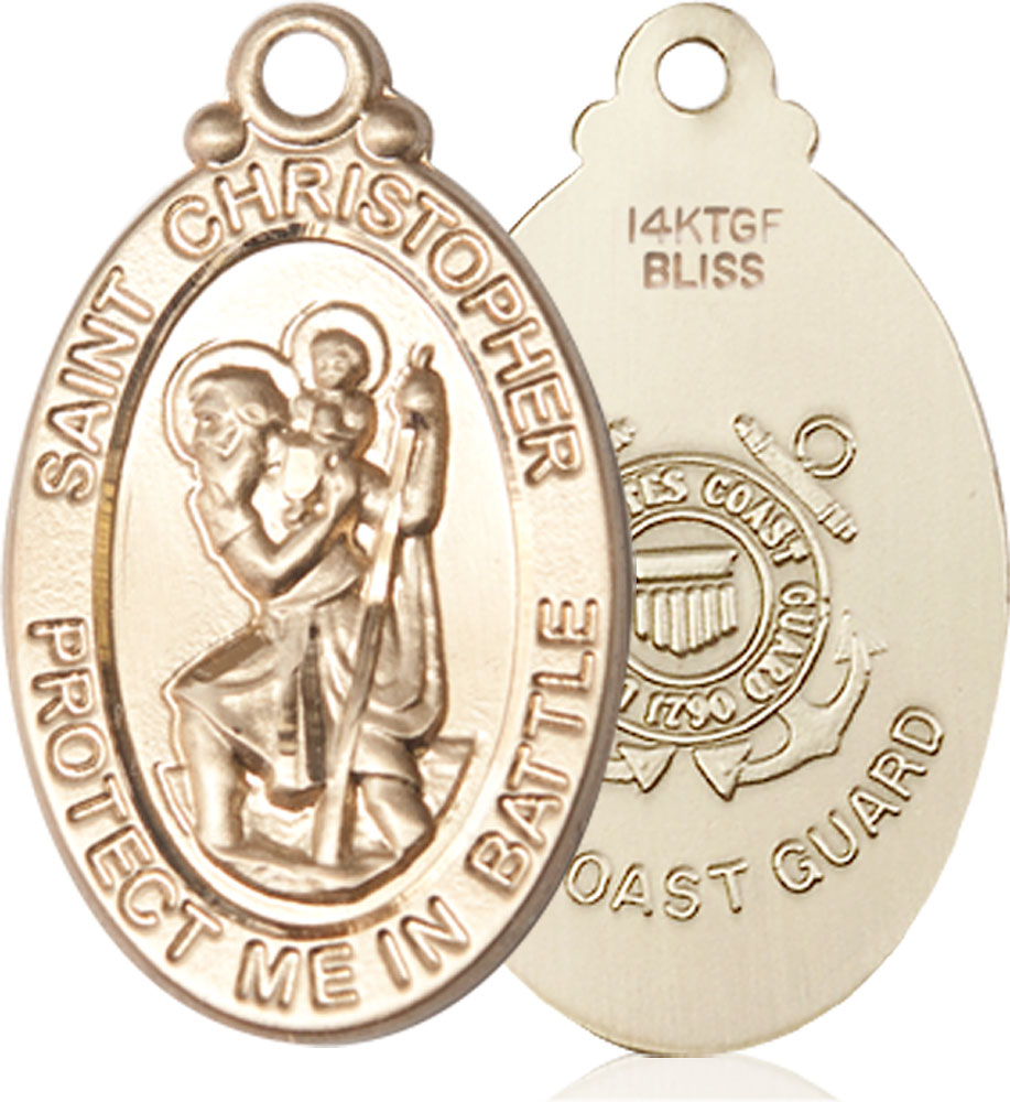 14kt Gold Filled Saint Christopher Coast Guard Medal