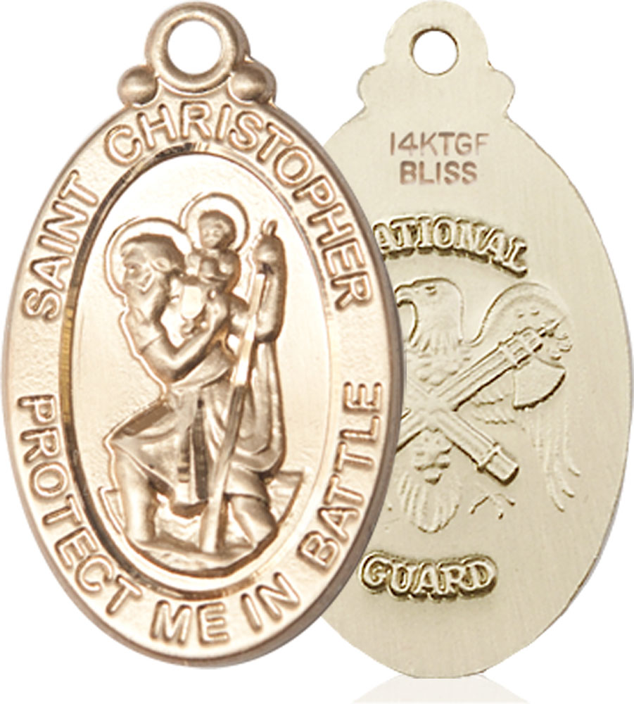 14kt Gold Filled Saint Christopher National Guard Medal