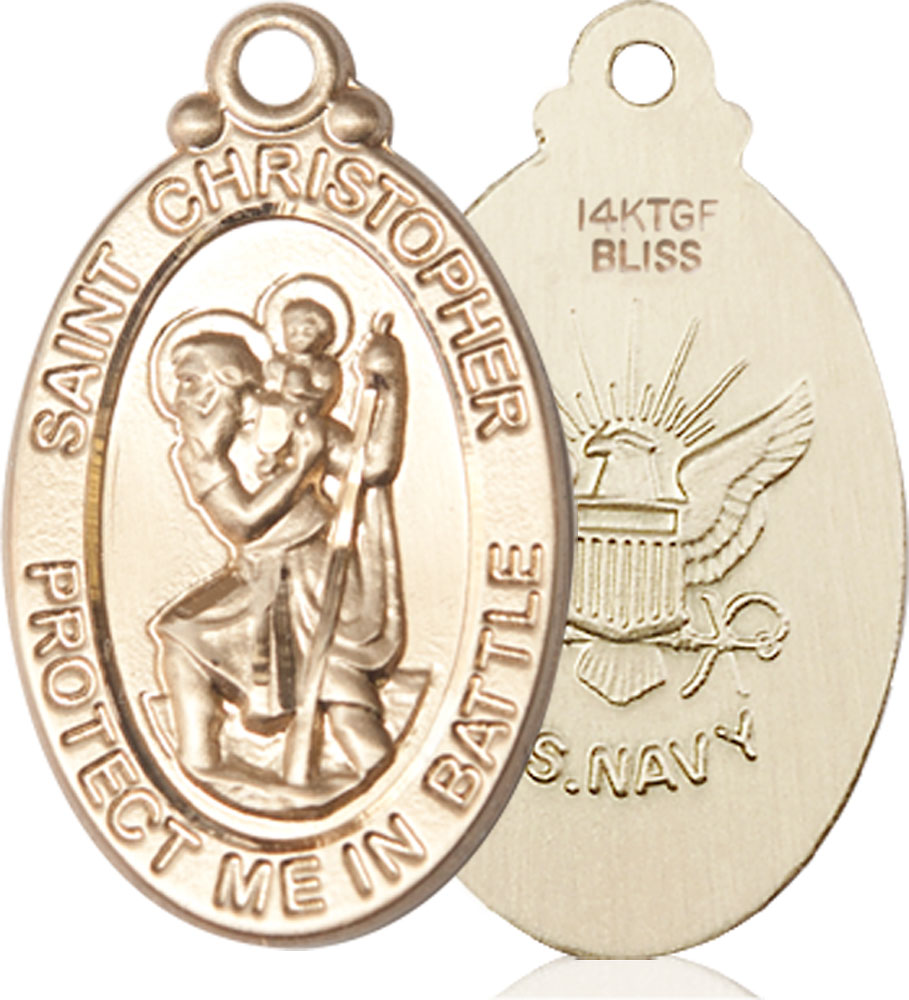 14kt Gold Filled Saint Christopher Navy Medal