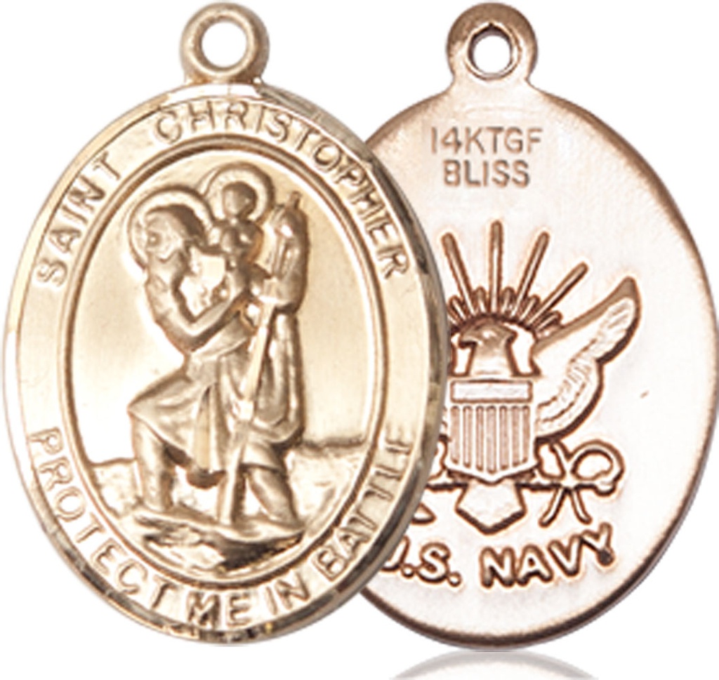 14kt Gold Filled Saint Christopher Navy Medal