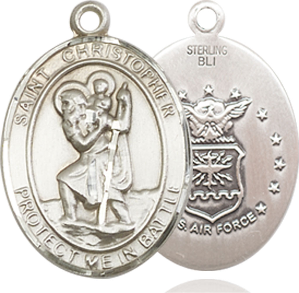 Sterling Silver Saint Christopher Air Force Medal