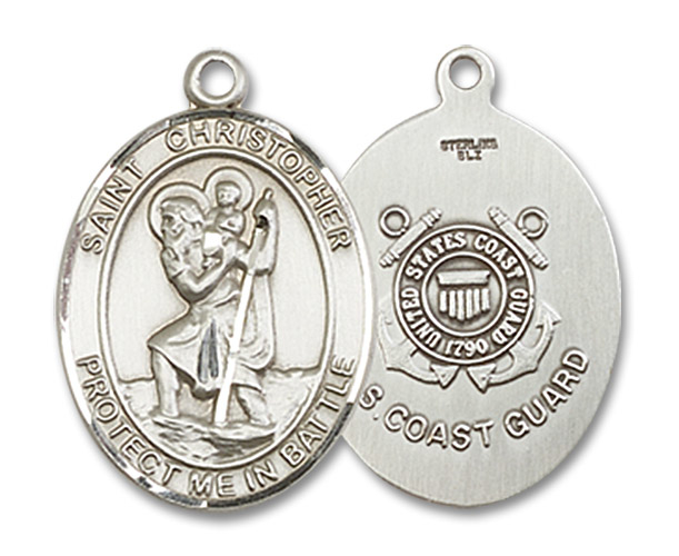 Sterling Silver Saint Christopher Coast Guard Medal