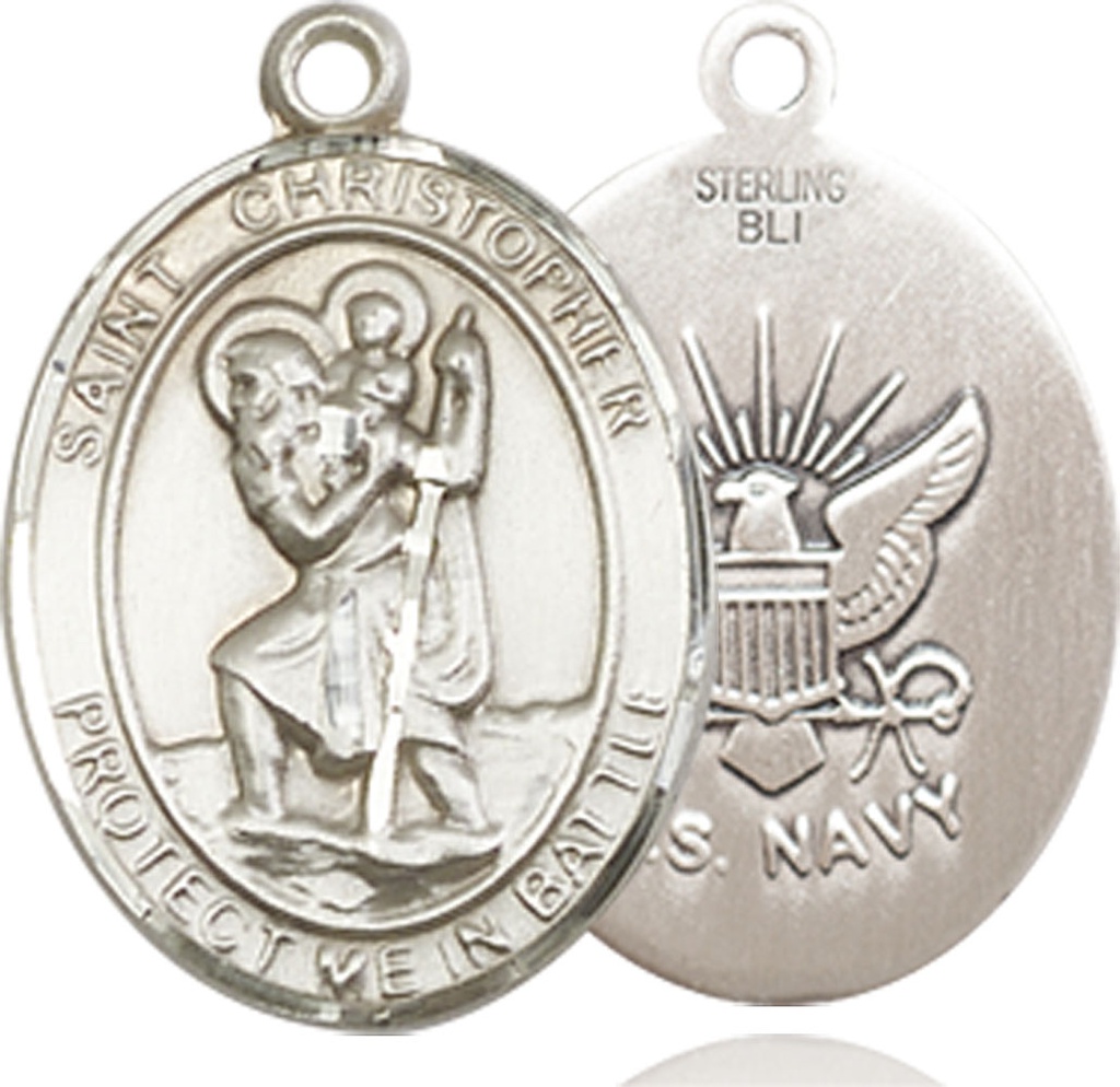 Sterling Silver Saint Christopher Navy Medal