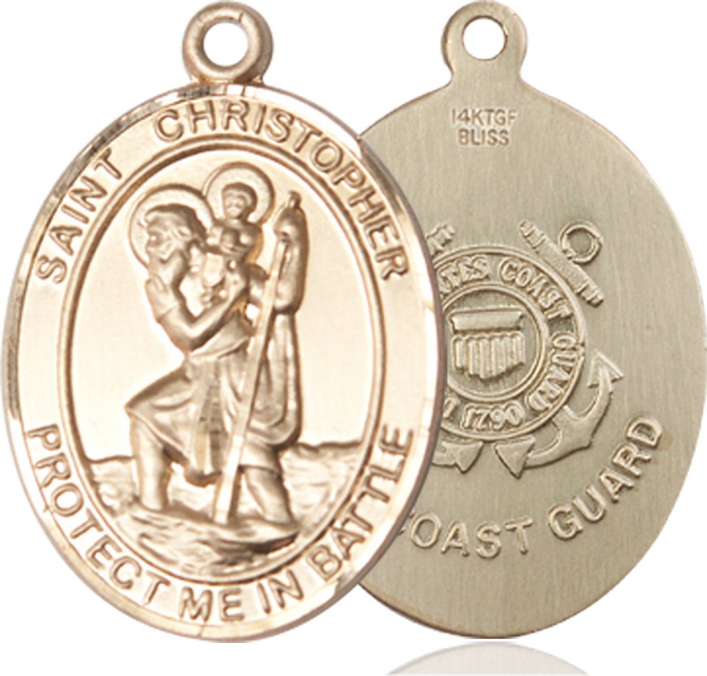14kt Gold Filled Saint Christopher Coast Guard Medal
