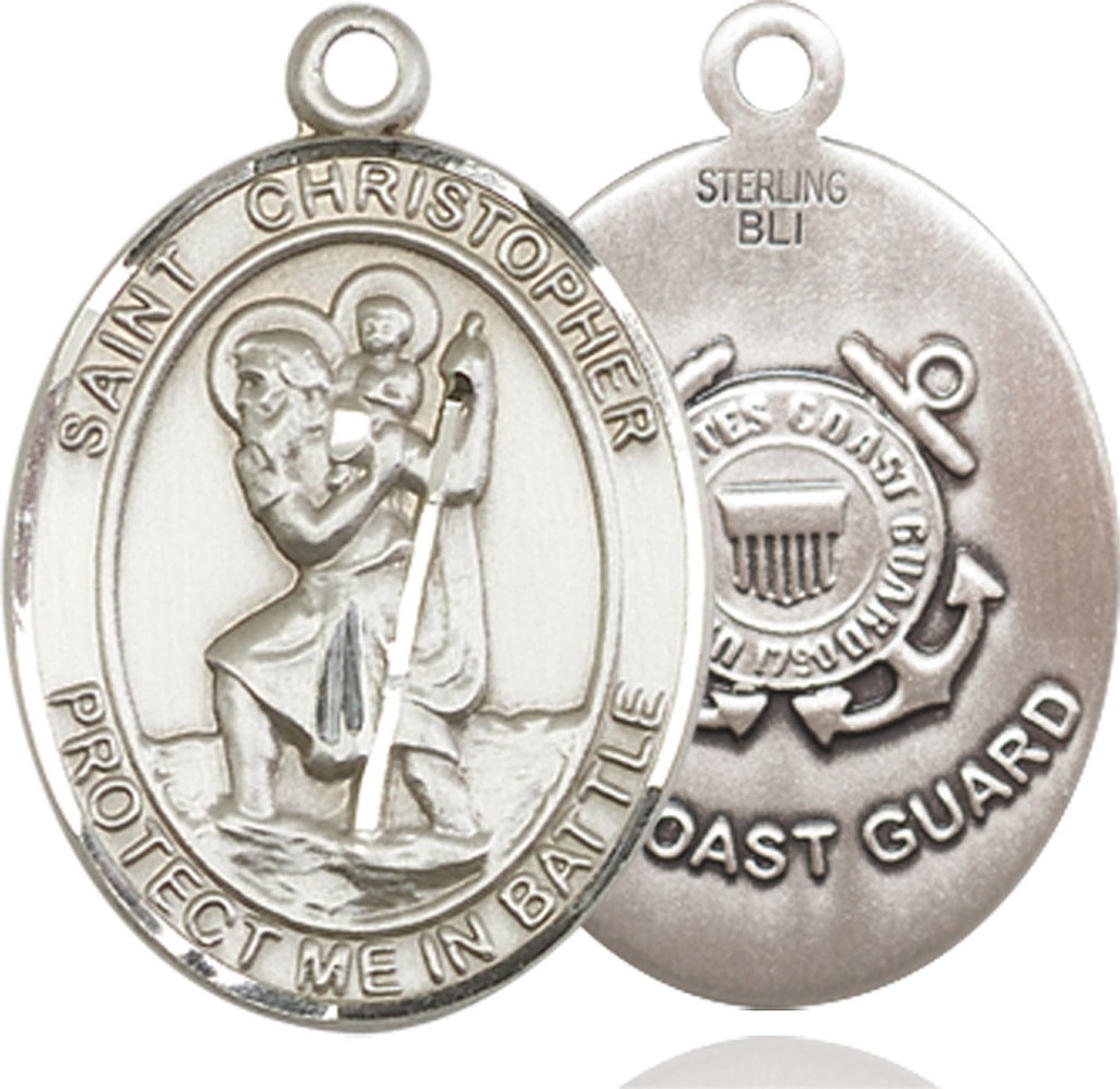 Sterling Silver Saint Christopher Coast Guard Medal