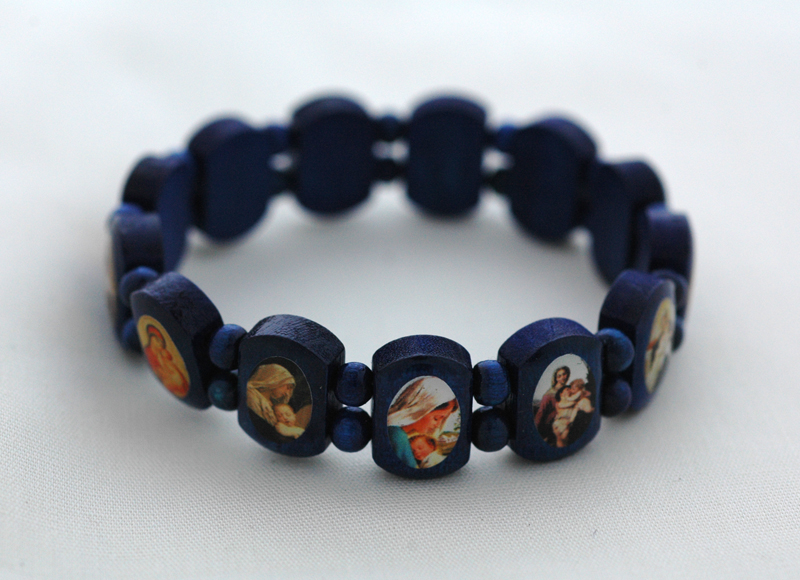 Brazilian Wood Bracelet, Blue, Madonnas