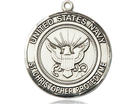 Sterling Silver Navy St Christopher Medal