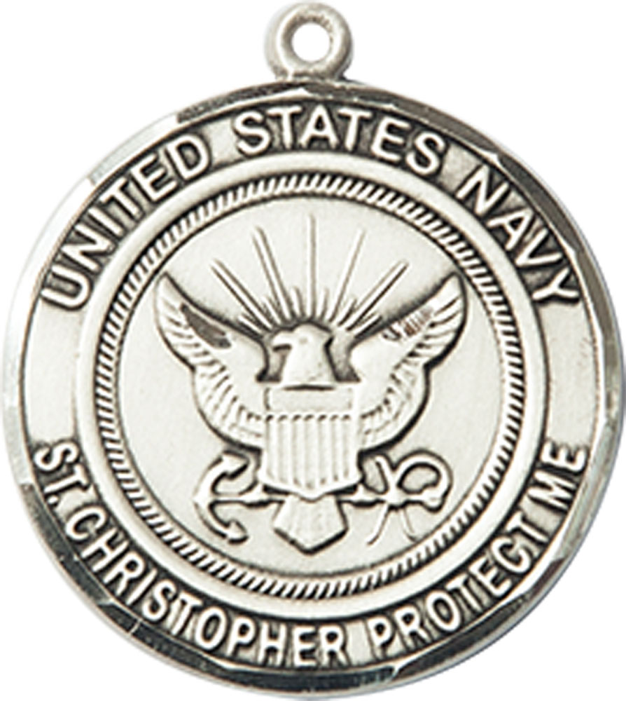 Sterling Silver Navy St Christopher Medal