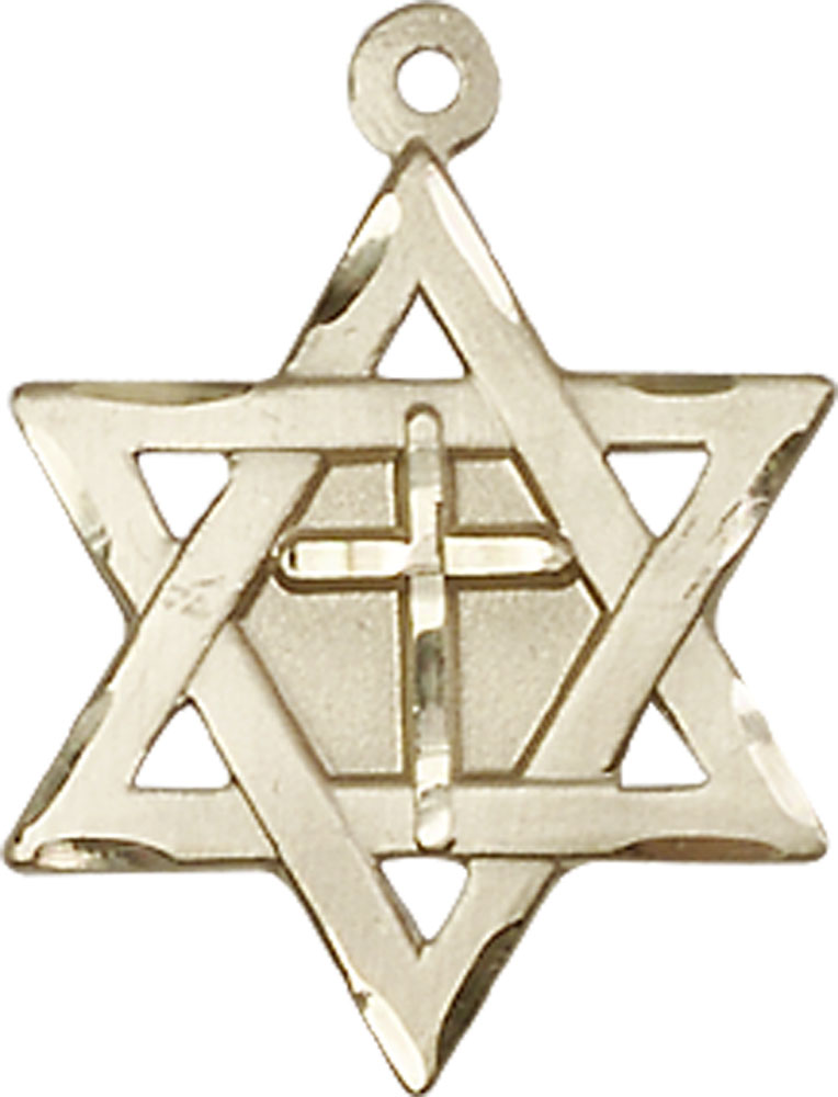 14kt Gold Filled Star of David w/ Cross Medal