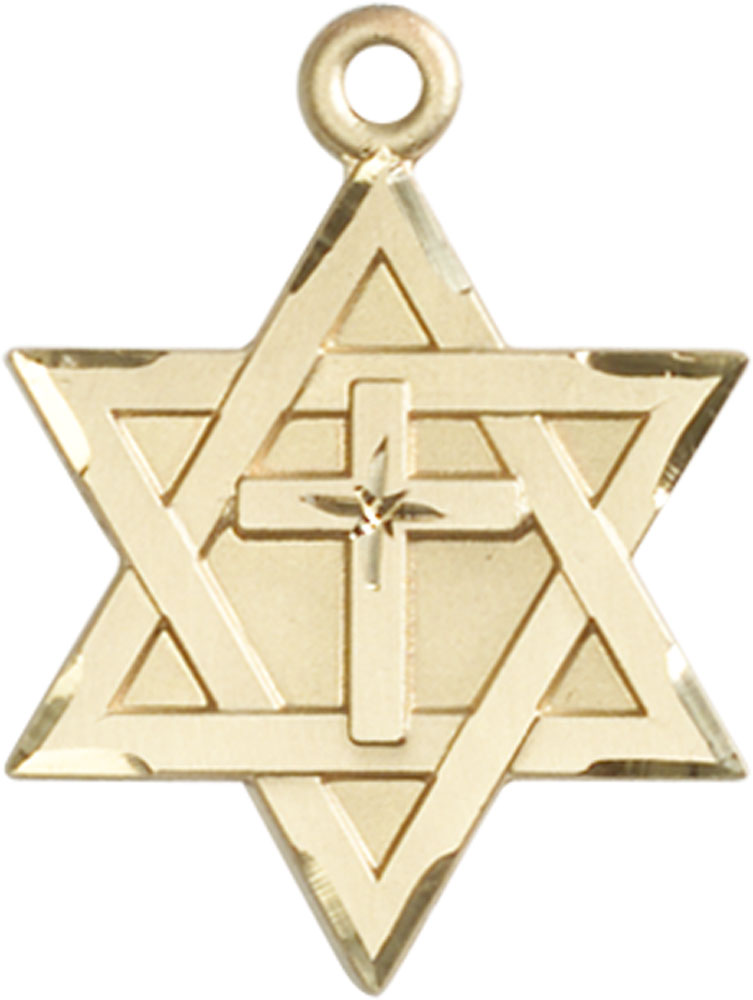 14kt Gold Filled Star of David w/ Cross Medal