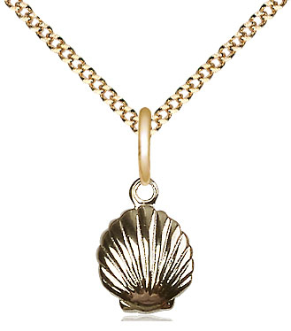 14kt Gold Filled Shell Pendant on a 18 inch Gold Plate Light Curb chain