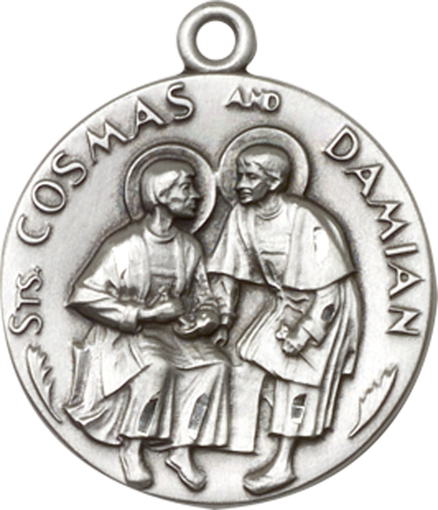 Sterling Silver Saints Cosmas &amp; Damian Medal