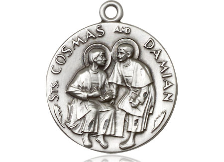 Sterling Silver Saints Cosmas &amp; Damian Medal