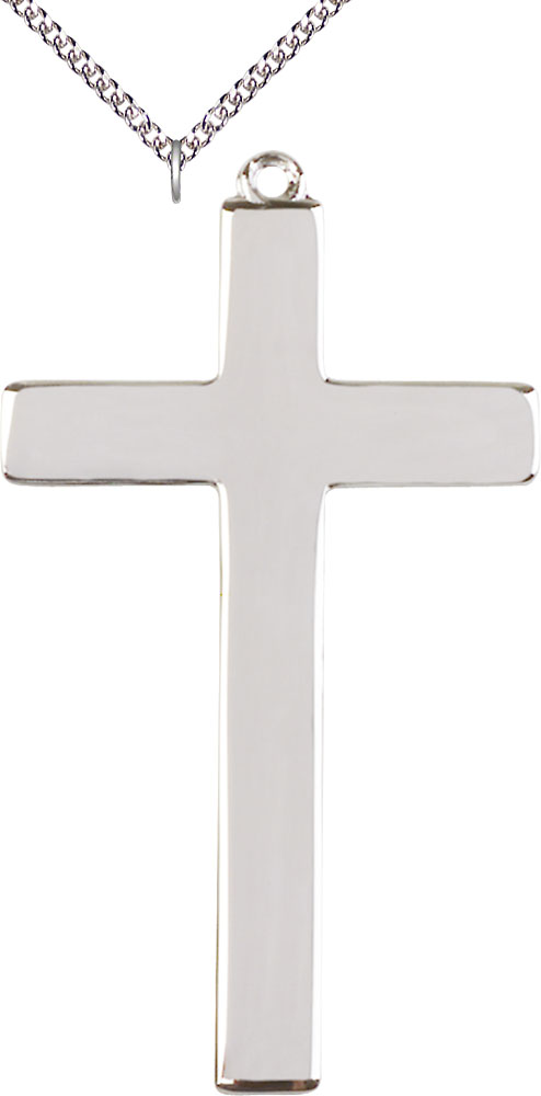 Sterling Silver Cross Pendant on a 24 inch Sterling Silver Heavy Curb chain