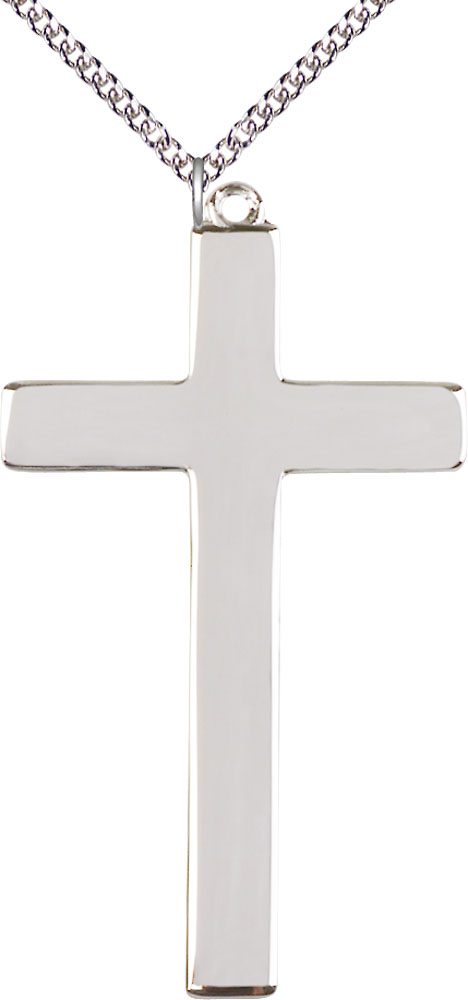 Sterling Silver Choir Cross Pendant on a 24 inch Sterling Silver Heavy Curb chain