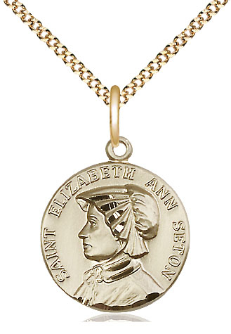 14kt Gold Filled Saint Elizabeth Ann Seton Pendant on a 18 inch Gold Plate Light Curb chain