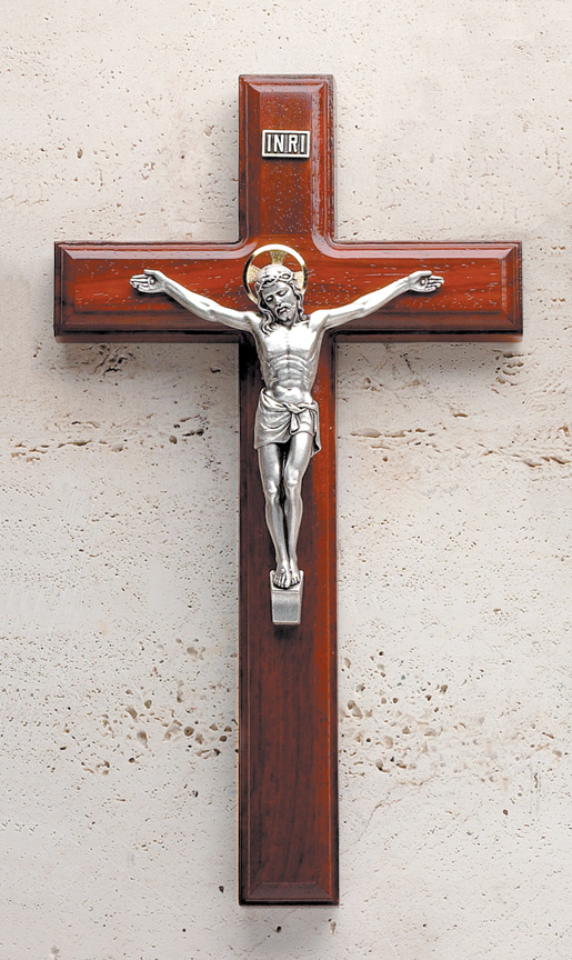 11In. Rosewood Crucifix With Beveled Edges And Salerni Corpus