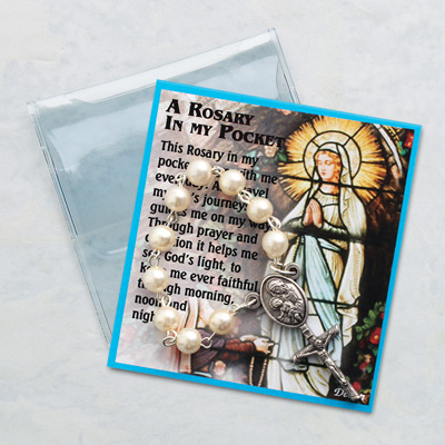 White Rosary Chaplet Prayer Folder