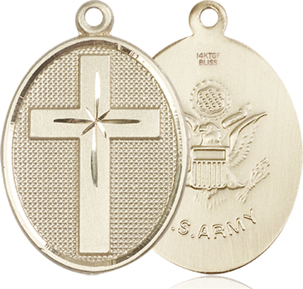 14kt Gold Filled Cross Army Medal