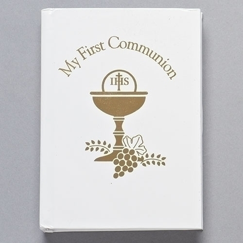 5&quot;H White W/Gold Chalice Book - Communion