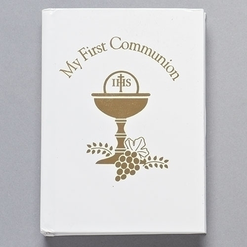 5"H White W/Gold Chalice Book - Communion